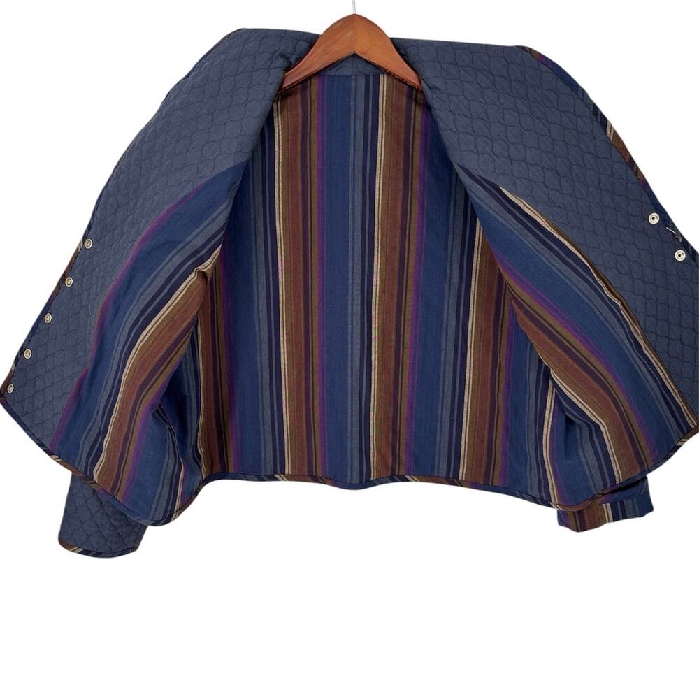 Quilted Crop Jacket Custom Made Lined M/L Blue Lagenlook Festival New - Picture 3 of 6